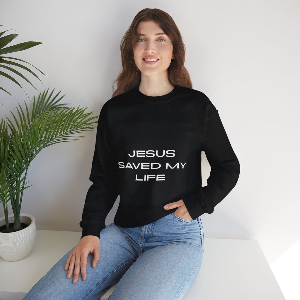 "Jesus Saved My Life" Unisex Heavy Blend™ Crewneck Sweatshirt
