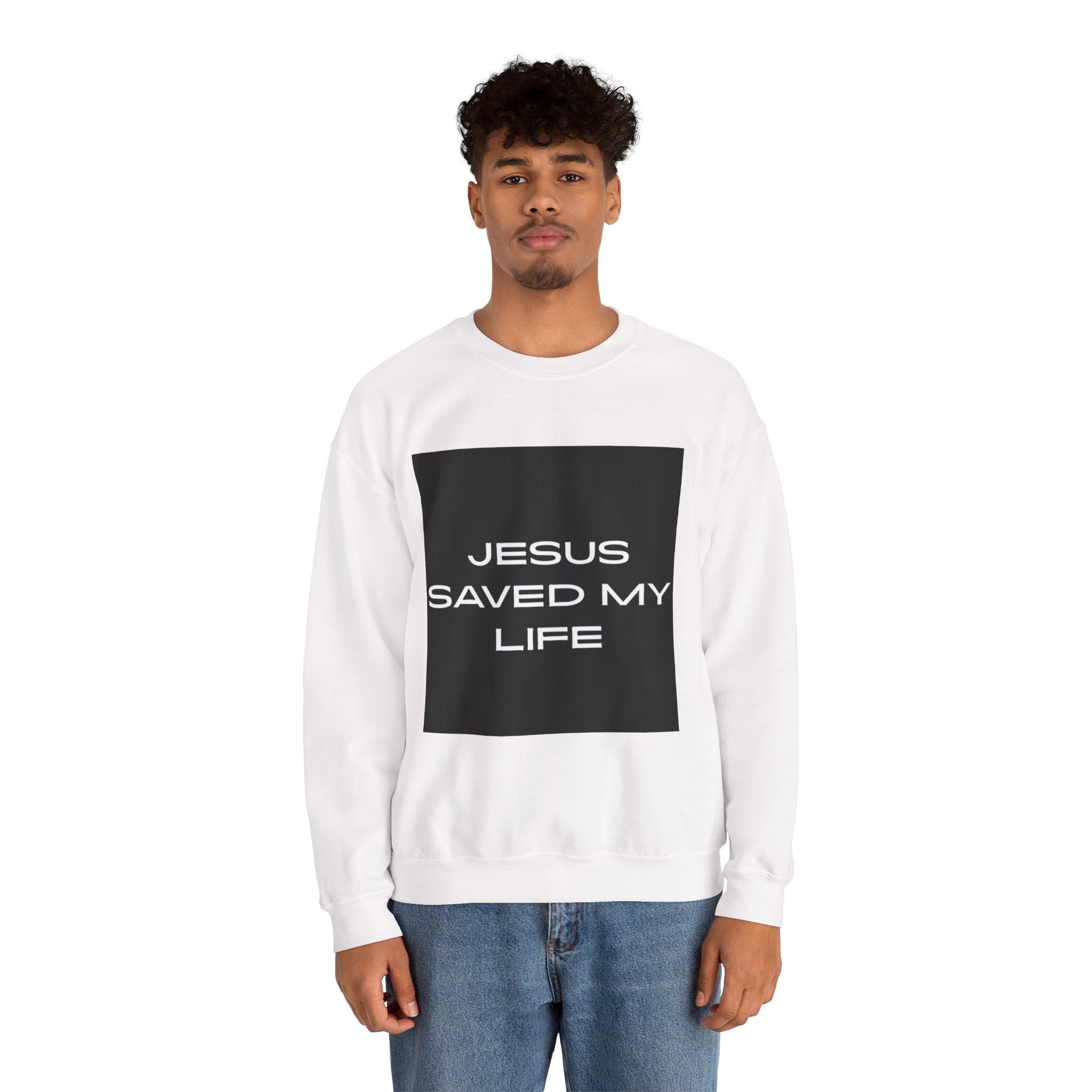 "Jesus Saved My Life" Unisex Heavy Blend™ Crewneck Sweatshirt