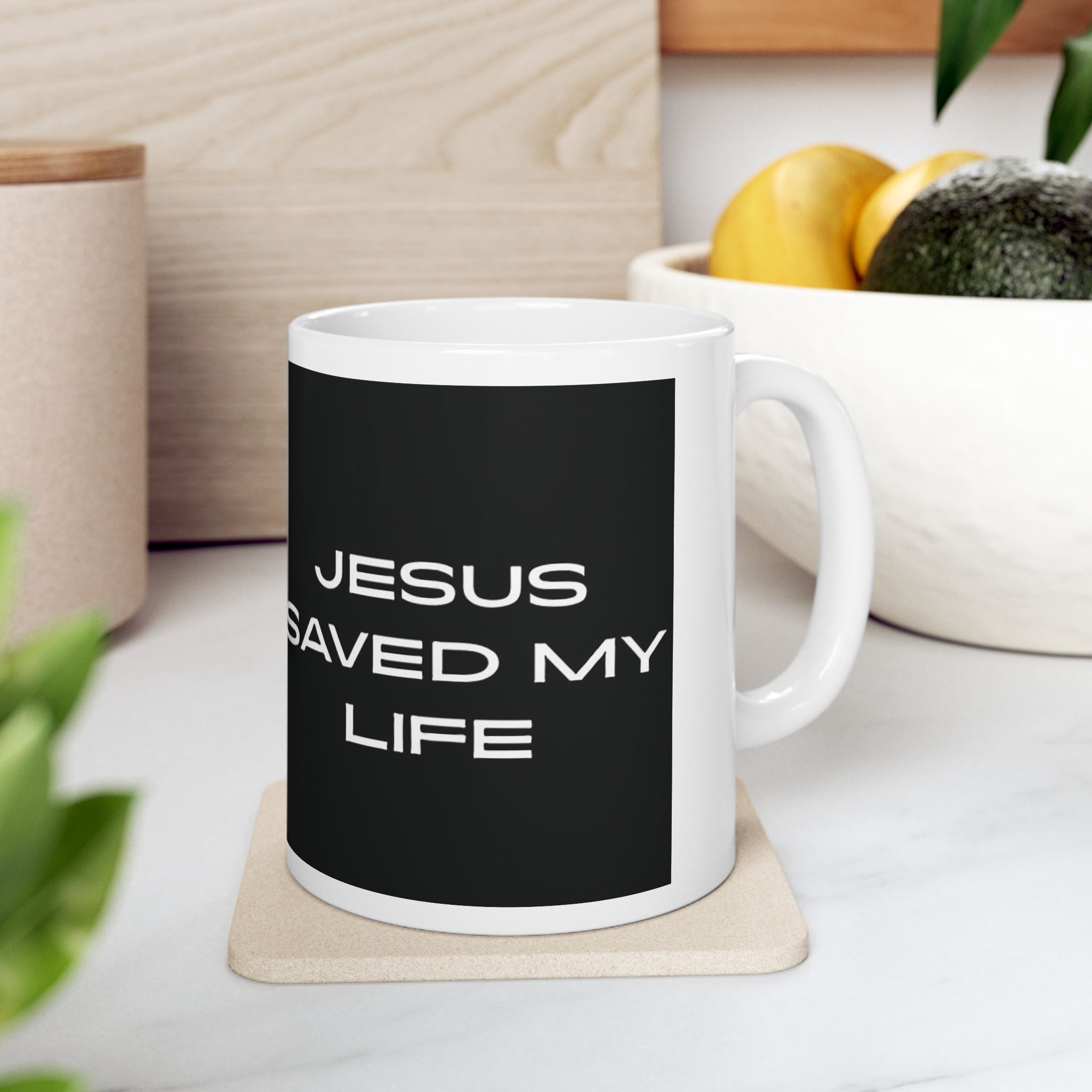 Ceramic Mug — "Jesus Saved My Life" Christian Faith Coffee Mug (11oz, 15oz)